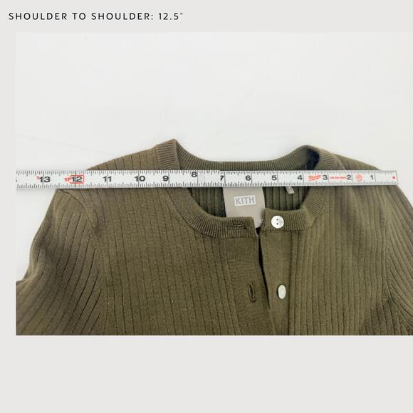 Kith Cropped Ribbed Cardigan Olive XS - Picture 8 of 9